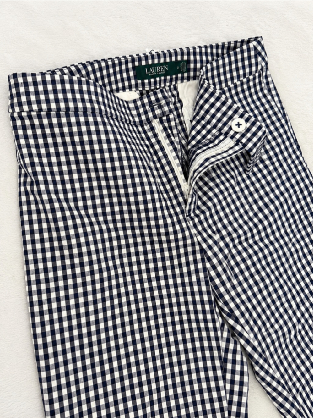 Lauren Ralph Lauren Gingham Ankle Pants Size 2 Black White